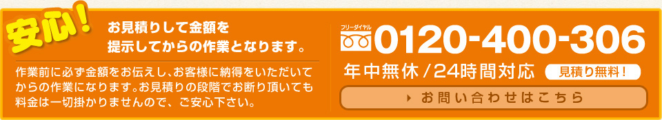 お見積もりして金額を提示してからの作業だから安心